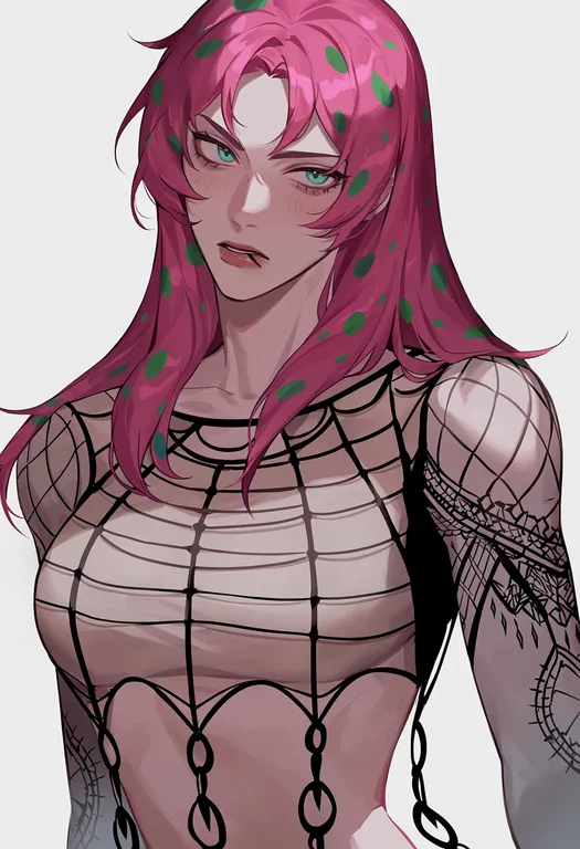 masterpiece, best quality, score_7, safe, diavolo, solo, upper body, simple background — by k3scat, made with ComfyUI