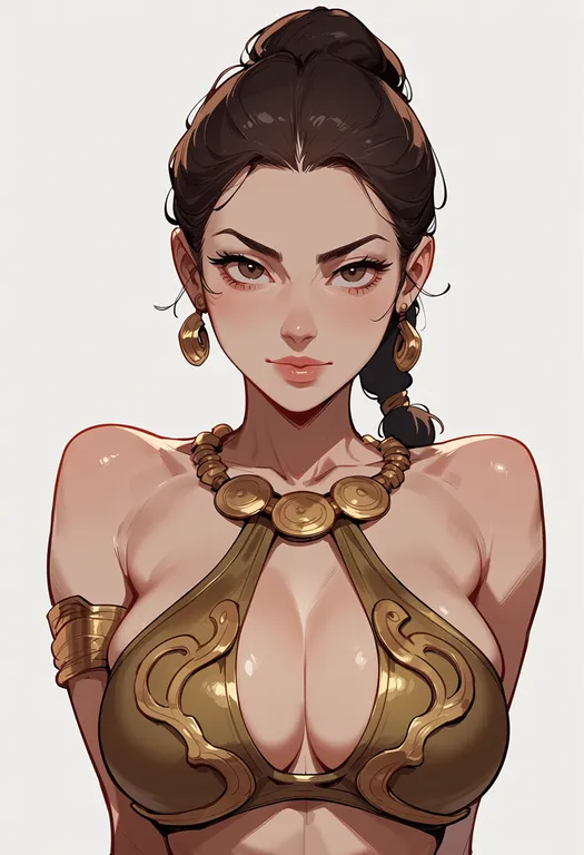 masterpiece, best quality, score_7, safe, princess leia, solo, upper body, simple background — by k3scat, made with ComfyUI