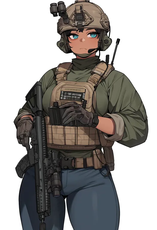 masterpiece, best quality, score_7, safe, call of duty, solo, simple background — by k3scat, made with ComfyUI