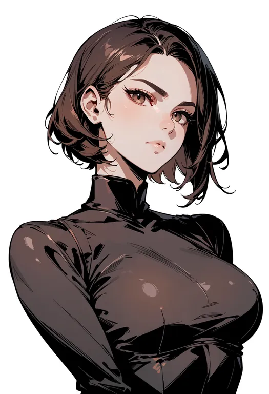 masterpiece, best quality, score_7, safe, brown (rule of rose), rule of rose, solo, upper body, simple background — by k3scat, made with ComfyUI