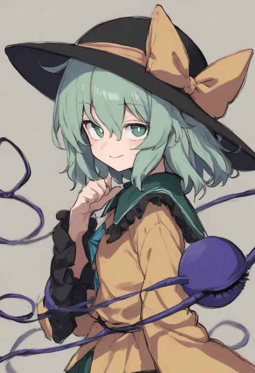 masterpiece, best quality, general, komeiji koishi, touhou, solo, upper body, simple background — by k3scat, made with ComfyUI