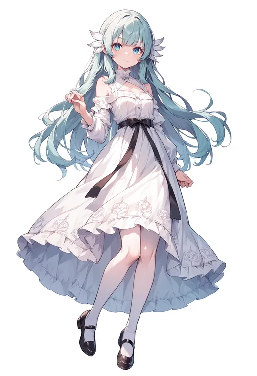 masterpiece, best quality, score_7, safe, ender lilies quietus of the knights, solo, simple background — by k3scat, made with ComfyUI
