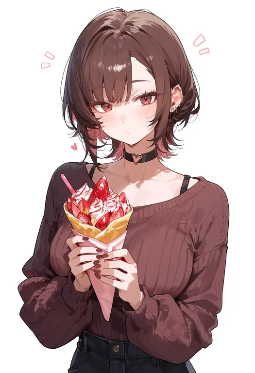 masterpiece, best quality, score_7, safe, crepe, 1girl, solo, upper body, simple background — by k3scat, made with ComfyUI