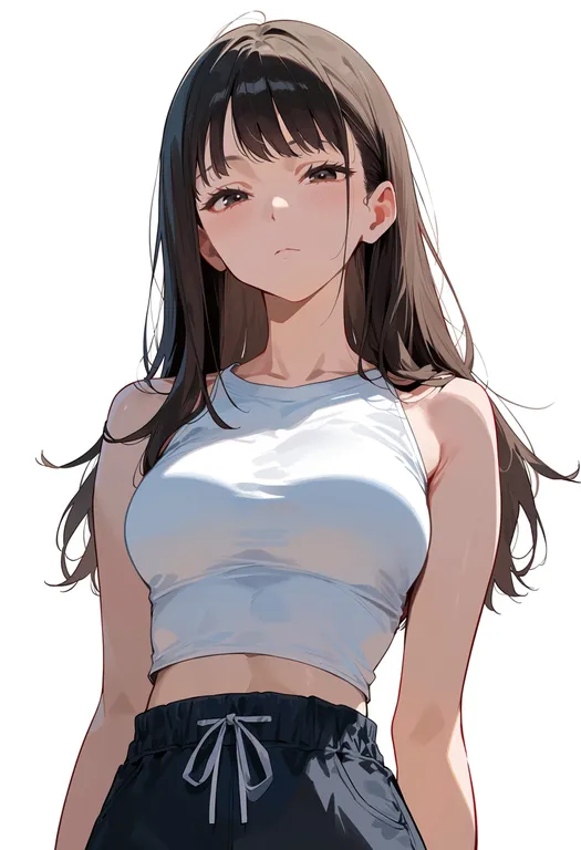 masterpiece, best quality, score_7, safe, shizuki hitomi, solo, upper body, simple background — by k3scat, made with ComfyUI