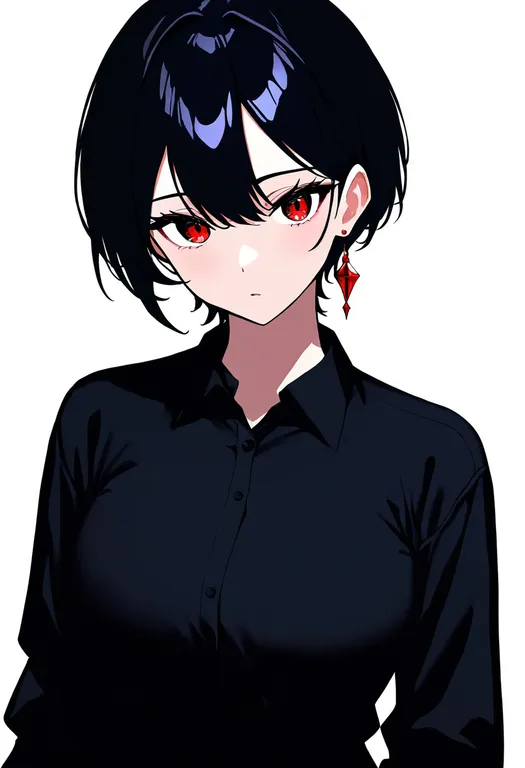 masterpiece, best quality, newest, absurdres, highres, safe, single_earring, 1girl, solo, upper_body, simple_background — by k3scat, made with ComfyUI