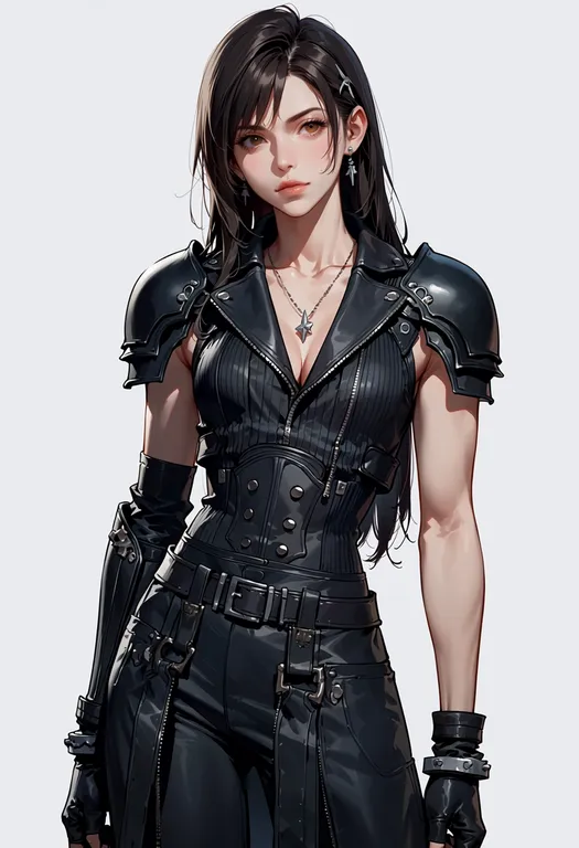masterpiece, best quality, score_7, safe, final fantasy vii ever crisis, solo, simple background — by k3scat, made with ComfyUI