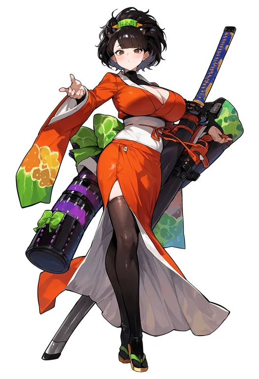 masterpiece, best quality, score_7, safe, oboro muramasa, solo, simple background — by k3scat, made with ComfyUI