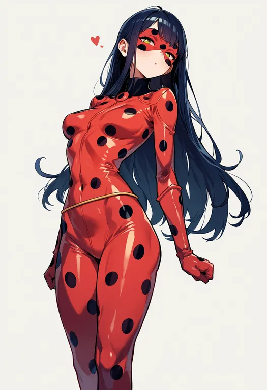 masterpiece, best quality, score_7, safe, miraculous ladybug, solo, simple background — by k3scat, made with ComfyUI