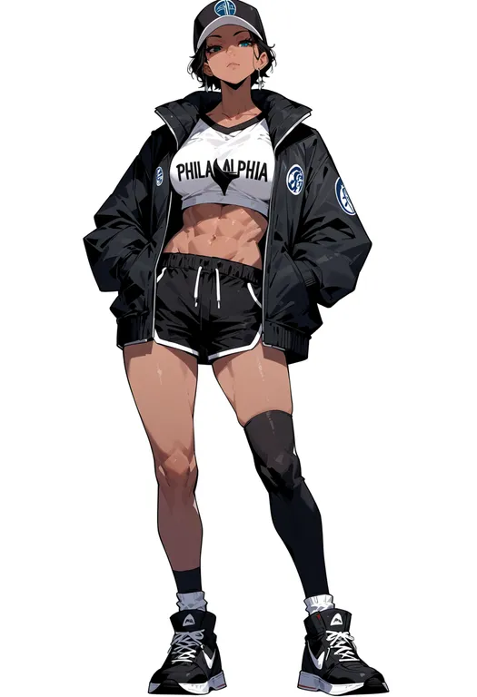 masterpiece, best quality, score_7, safe, philadelphia 76ers, solo, full body, simple background — by k3scat, made with ComfyUI