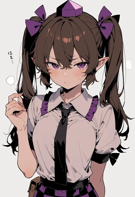 masterpiece, best quality, score_7, safe, himekaidou hatate, touhou, solo, upper body, simple background — by k3scat, made with ComfyUI