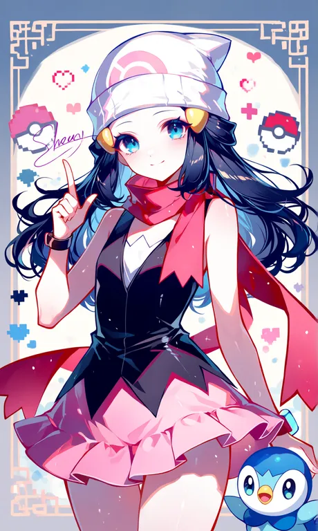 masterpiece, best quality, score_7, safe, pixel_art, pixelated, pixel_sunglasses, @sheya, 1girl, solo, dawn_(pokemon)… — by 🦋MiMo大王——冷太阳🍀, made with ComfyUI