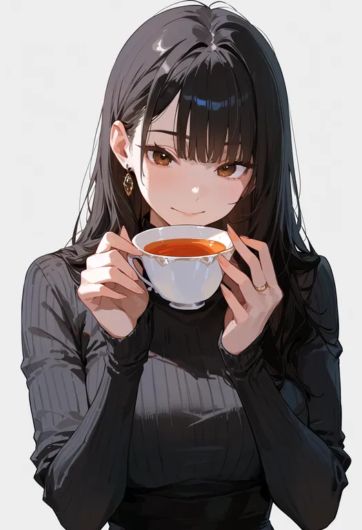 masterpiece, best quality, score_7, safe, tea, 1girl, solo, upper body, simple background — by k3scat, made with ComfyUI
