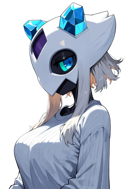 masterpiece, best quality, score_7, safe, froslass, solo, upper body, simple background — by k3scat, made with ComfyUI