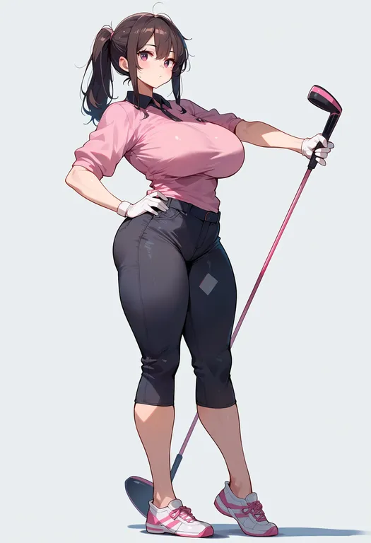 masterpiece, best quality, score_7, safe, minna no golf, solo, full body, simple background — by k3scat, made with ComfyUI