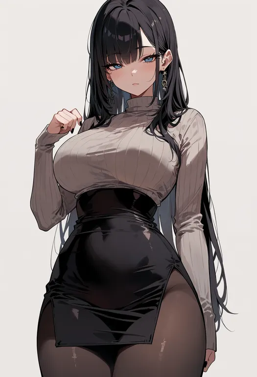 masterpiece, best quality, score_7, safe, long eyelashes, 1girl, solo, simple background — by k3scat, made with ComfyUI