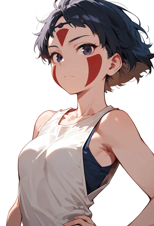 masterpiece, best quality, score_7, safe, san (mononoke hime), mononoke hime, solo, upper body, simple background — by k3scat, made with ComfyUI