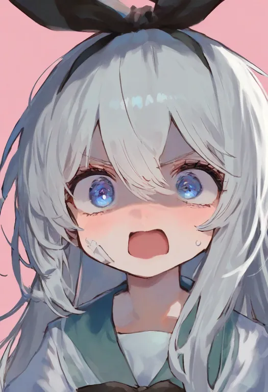 masterpiece, best quality, general, panicking, 1girl, solo, portrait, simple background — by k3scat, made with ComfyUI