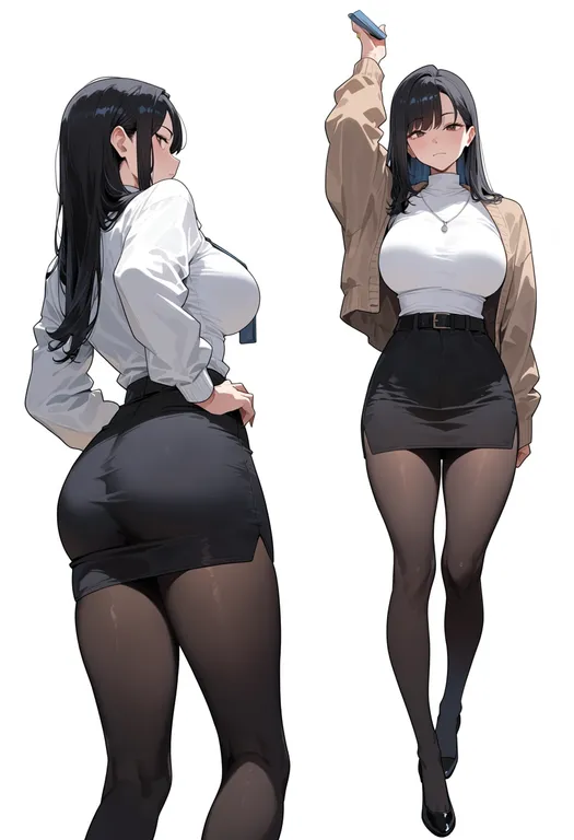 masterpiece, best quality, score_7, safe, split screen, 1girl, solo, simple background — by k3scat, made with ComfyUI