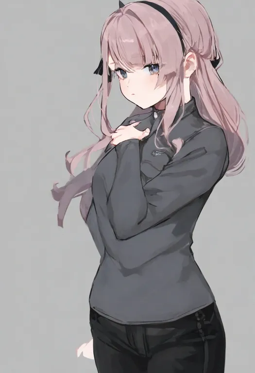 masterpiece, best quality, general, black pants, 1girl, solo, simple background — by k3scat, made with ComfyUI