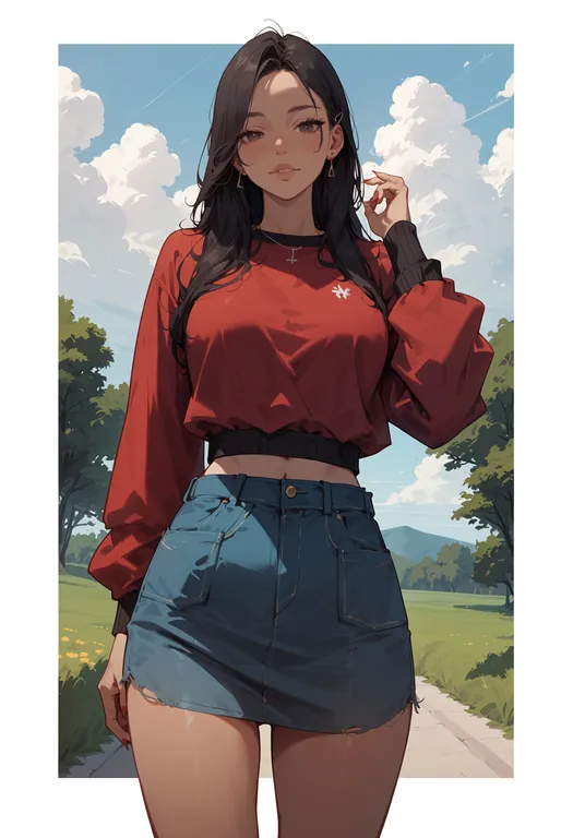 masterpiece, best quality, score_7, safe, hill, 1girl, solo — by k3scat, made with ComfyUI