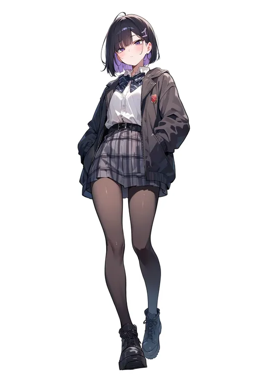masterpiece, best quality, score_7, safe, kore wa zombie desu ka?, solo, simple background — by k3scat, made with ComfyUI