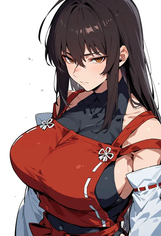 masterpiece, best quality, score_7, safe, sendai hakurei no miko, solo, upper body, simple background — by k3scat, made with ComfyUI