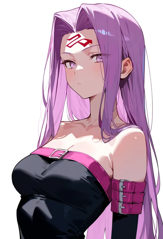 masterpiece, best quality, score_7, safe, medusa (fate), fate/stay night, solo, upper body, simple background — by k3scat, made with ComfyUI