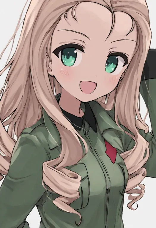 masterpiece, best quality, general, marie (girls und panzer), girls und panzer, solo, upper body, simple background — by k3scat, made with ComfyUI
