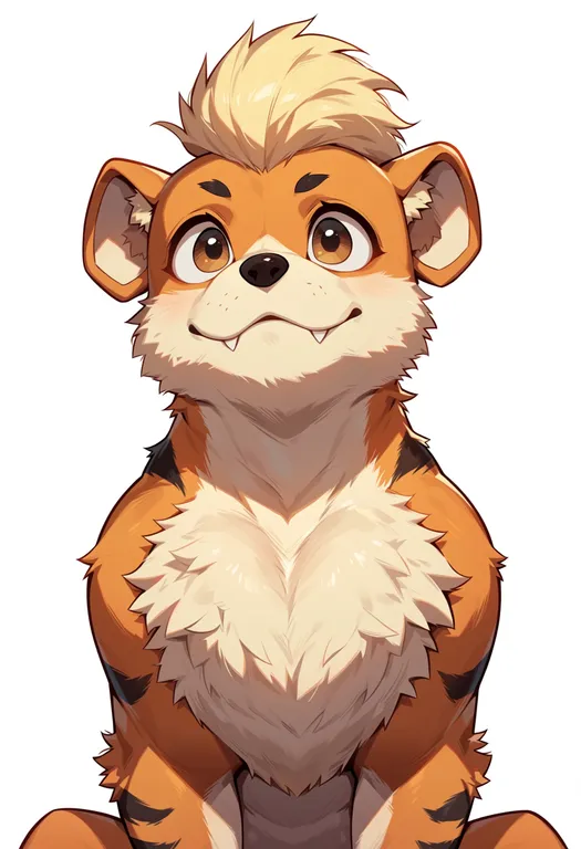masterpiece, best quality, score_7, safe, growlithe, solo, upper body, simple background — by k3scat, made with ComfyUI