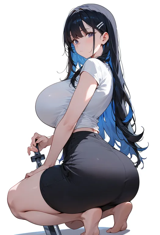 masterpiece, best quality, score_7, safe, closed mouth, 1girl, solo, simple background — by k3scat, made with ComfyUI
