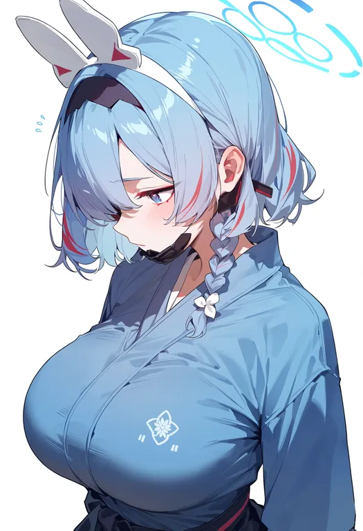 masterpiece, best quality, score_7, safe, renge (blue archive), blue archive, solo, upper body, simple background — by k3scat, made with ComfyUI
