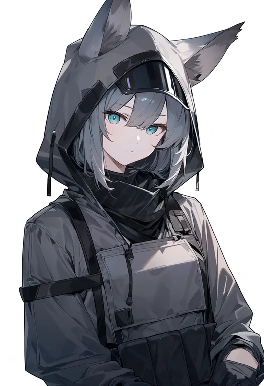 masterpiece, best quality, score_7, safe, spot (arknights), arknights, solo, upper body, simple background — by k3scat, made with ComfyUI