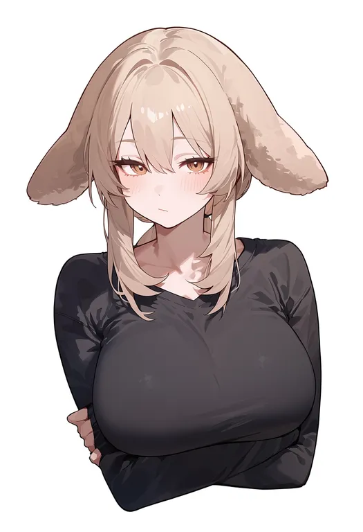 masterpiece, best quality, score_7, safe, floppy ears, 1girl, solo, upper body, simple background — by k3scat, made with ComfyUI