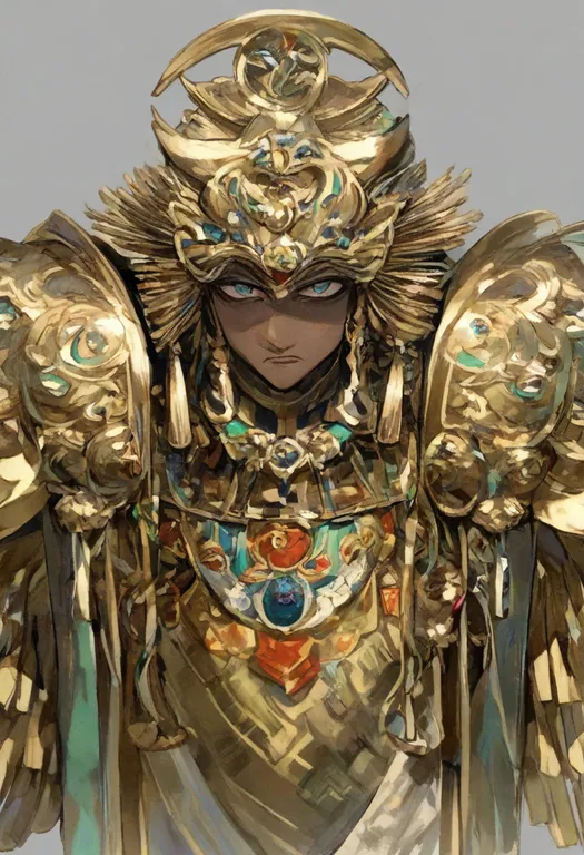 masterpiece, best quality, general, horus (mythology), mythology, solo, upper body, simple background — by k3scat, made with ComfyUI