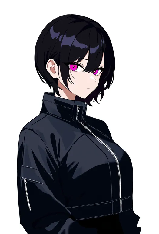 masterpiece, best quality, newest, absurdres, highres, safe, cropped_jacket, 1girl, solo, upper_body, simple_background — by k3scat, made with ComfyUI