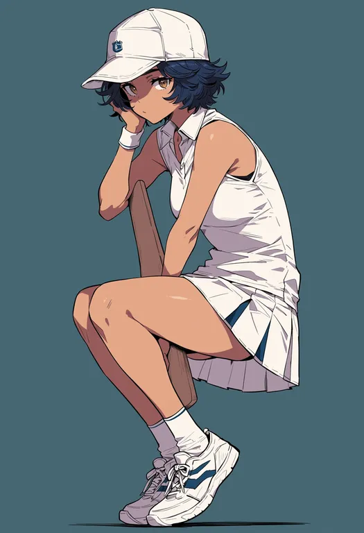 masterpiece, best quality, score_7, safe, tennis no ouji-sama, solo, full body, simple background — by k3scat, made with ComfyUI