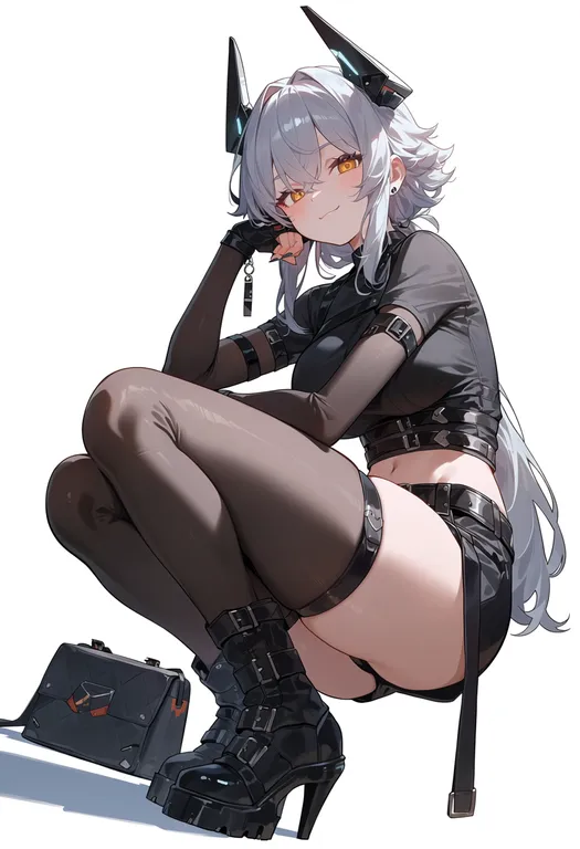 masterpiece, best quality, score_7, safe, mechanical horns, 1girl, solo, simple background — by k3scat, made with ComfyUI