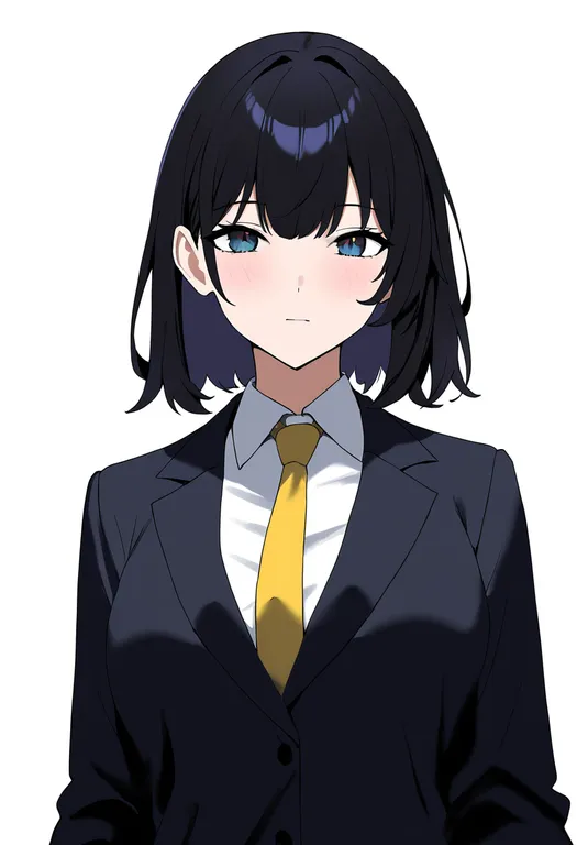 masterpiece, best quality, newest, absurdres, highres, safe, yellow_necktie, 1girl, solo, upper_body, simple_background — by k3scat, made with ComfyUI