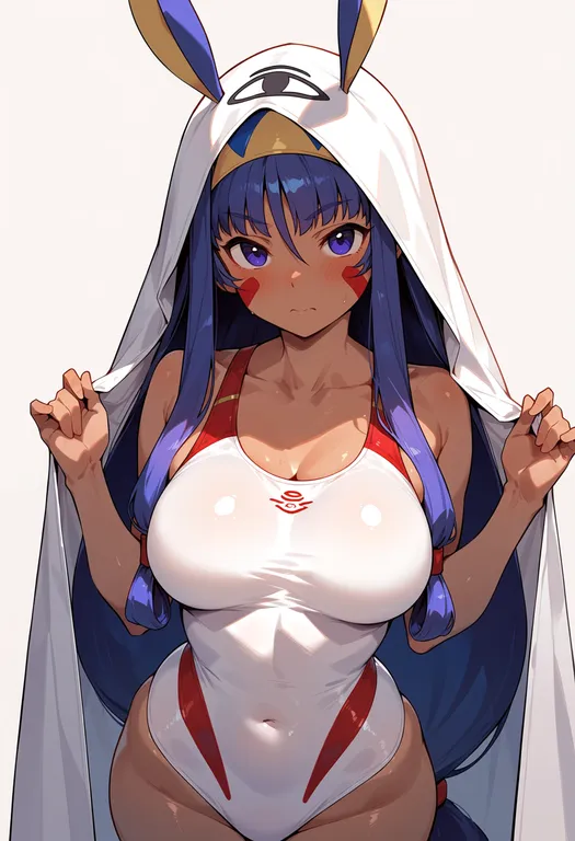 masterpiece, best quality, score_7, safe, nitocris (swimsuit assassin) (fate), solo, upper body, simple background — by k3scat, made with ComfyUI