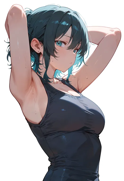 masterpiece, best quality, score_7, safe, kagehira mika, solo, upper body, simple background — by k3scat, made with ComfyUI