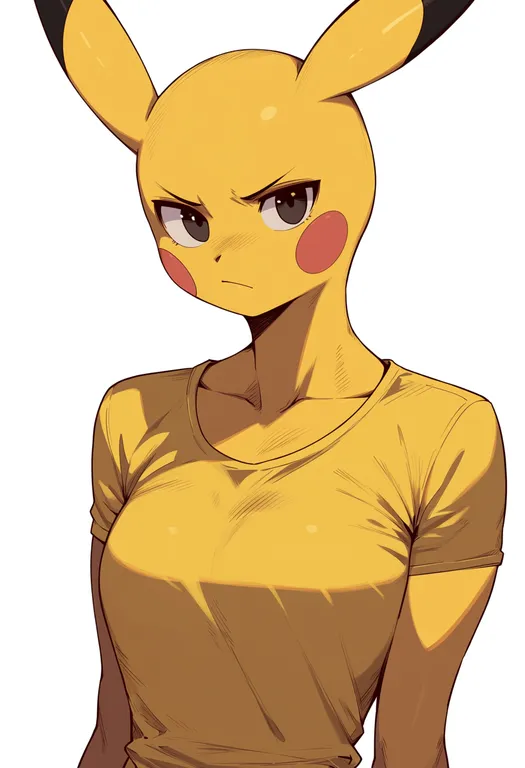 masterpiece, best quality, score_7, safe, yellow (pokemon), pokemon, solo, upper body, simple background — by k3scat, made with ComfyUI