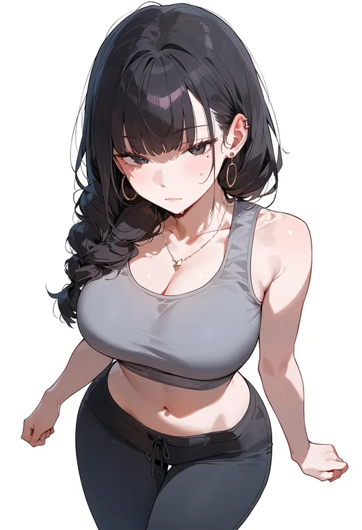 masterpiece, best quality, score_7, safe, mole under eye, 1girl, solo, simple background — by k3scat, made with ComfyUI