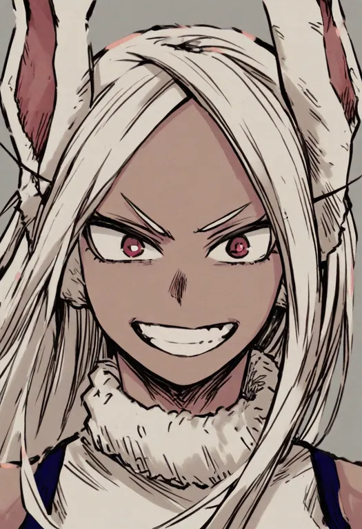 masterpiece, best quality, general, mirko, boku no hero academia, solo, upper body, simple background — by k3scat, made with ComfyUI