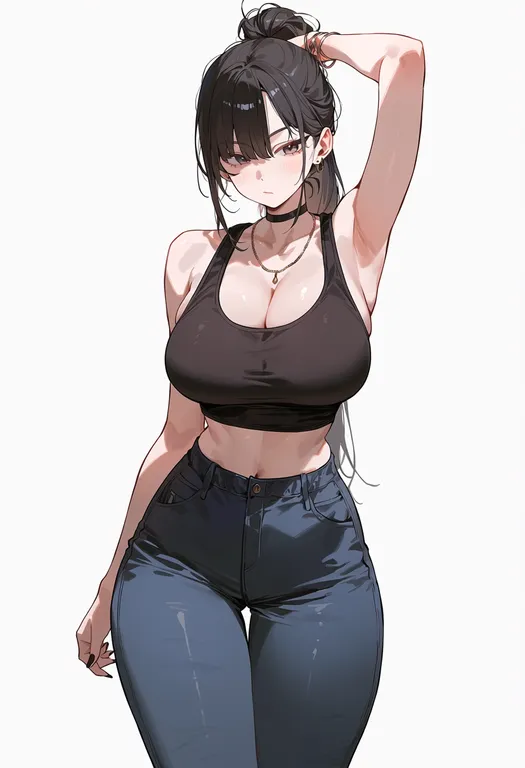 masterpiece, best quality, score_7, safe, loose clothes, 1girl, solo, simple background — by k3scat, made with ComfyUI