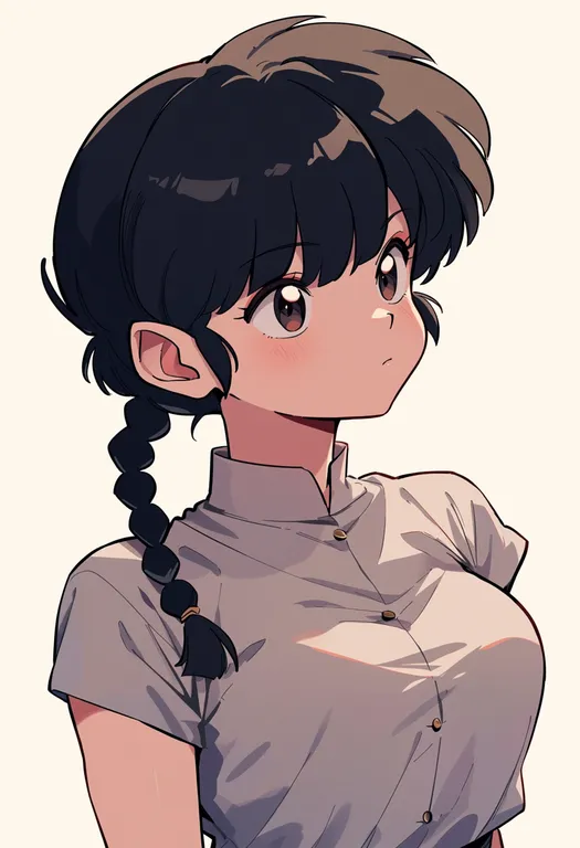 masterpiece, best quality, score_7, safe, mousse (ranma 1/2), ranma 1/2, solo, upper body, simple background — by k3scat, made with ComfyUI