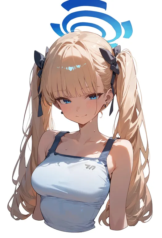 masterpiece, best quality, score_7, safe, maki (blue archive), blue archive, solo, upper body, simple background — by k3scat, made with ComfyUI