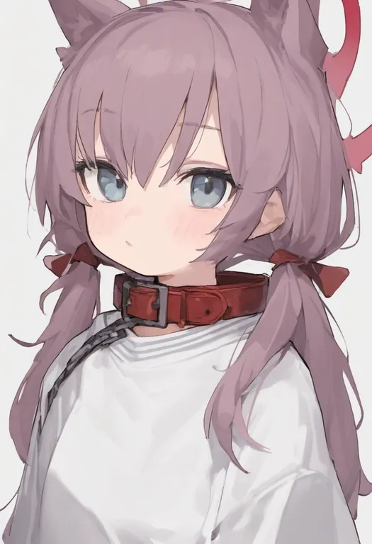 masterpiece, best quality, general, red collar, 1girl, solo, simple background — by k3scat, made with ComfyUI