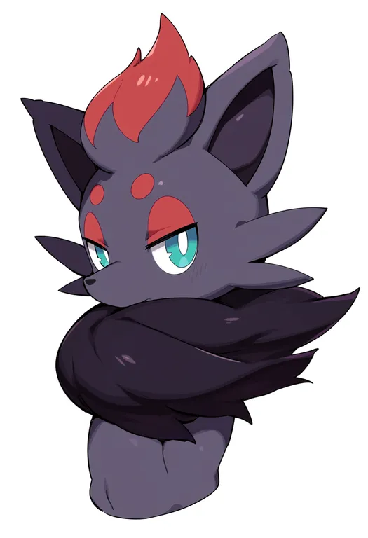 masterpiece, best quality, score_7, safe, zorua, solo, upper body, simple background — by k3scat, made with ComfyUI