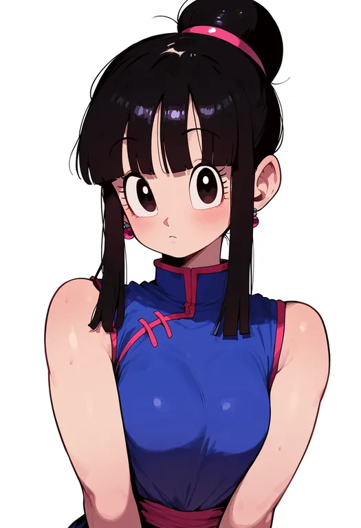 masterpiece, best quality, score_7, safe, chi-chi (dragon ball), dragon ball, solo, upper body, simple background — by k3scat, made with ComfyUI