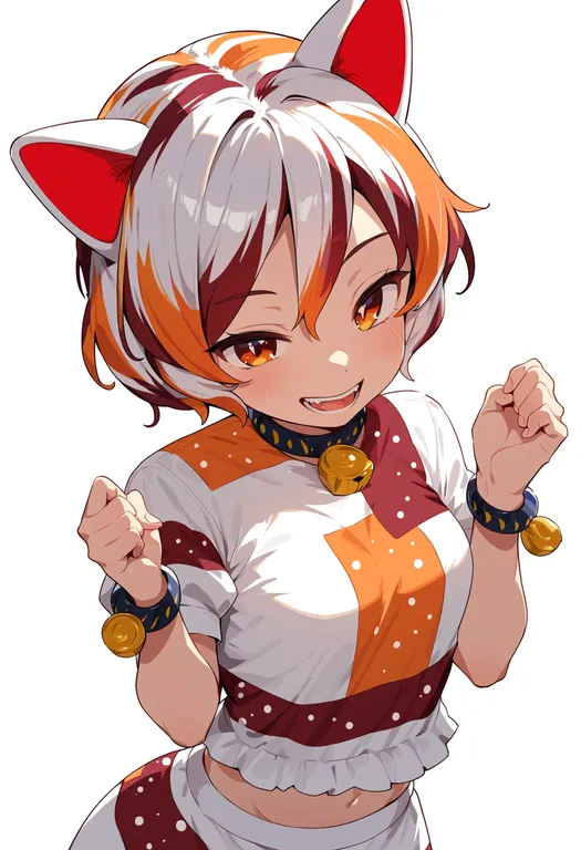 masterpiece, best quality, score_7, safe, goutokuji mike, solo, upper body, simple background — by k3scat, made with ComfyUI